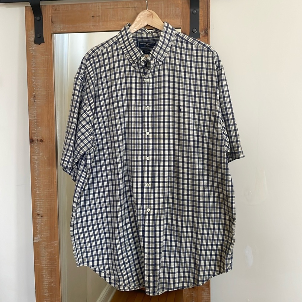 Ralph Lauren Sport Plaid Short Sleeve Button Down Shirt Size XL